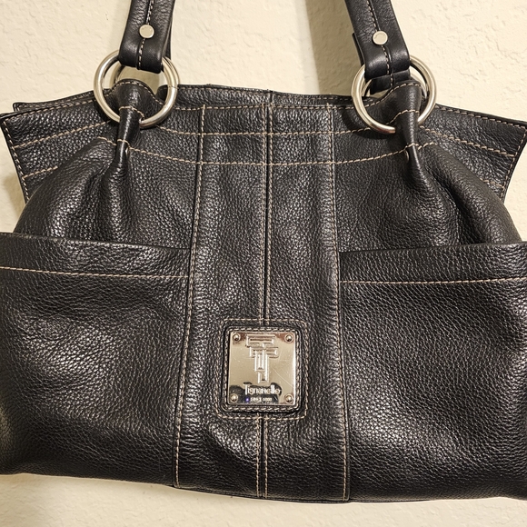 Tignanello Handbags - Tignanello Black Pebbled Leather Tote Bag